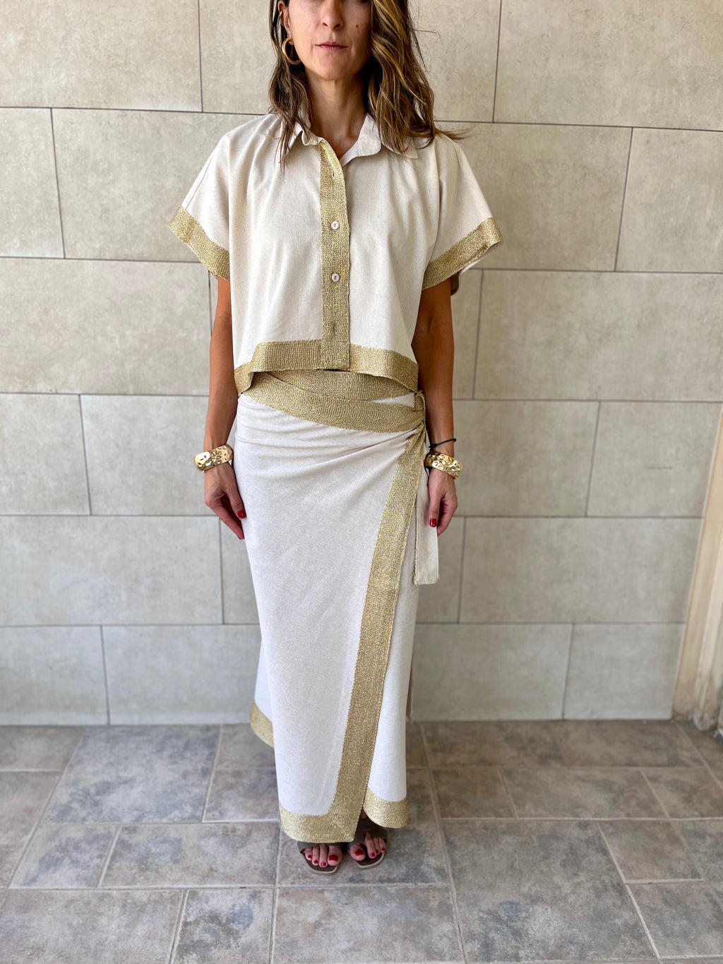 Golden Edge Cropped Shirt