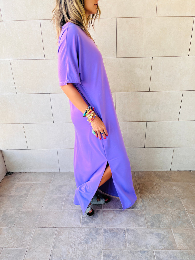 Lilac Fall Dayz Maxi T-Shirt Dress