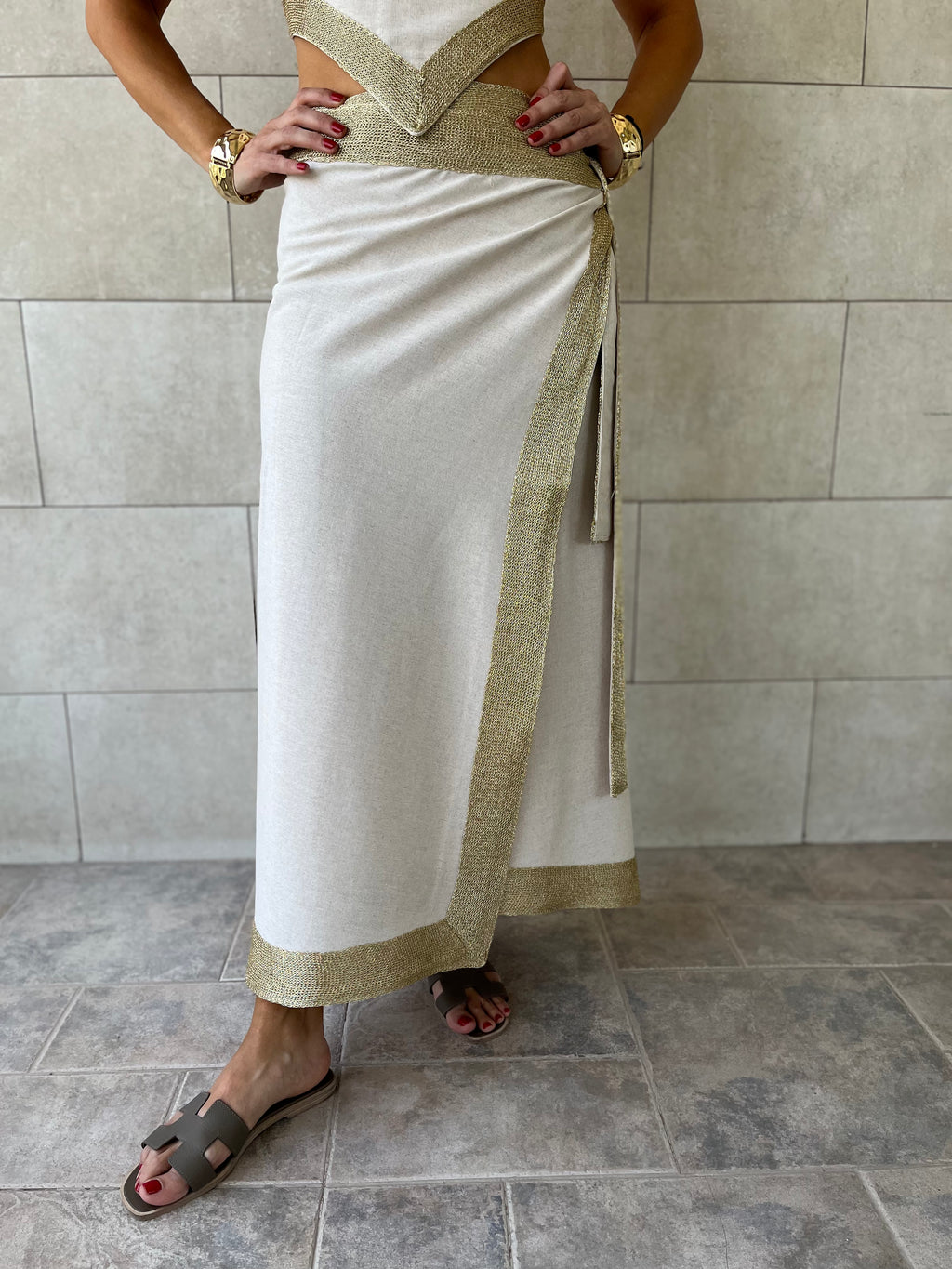 Golden Edge Wrap Skirt