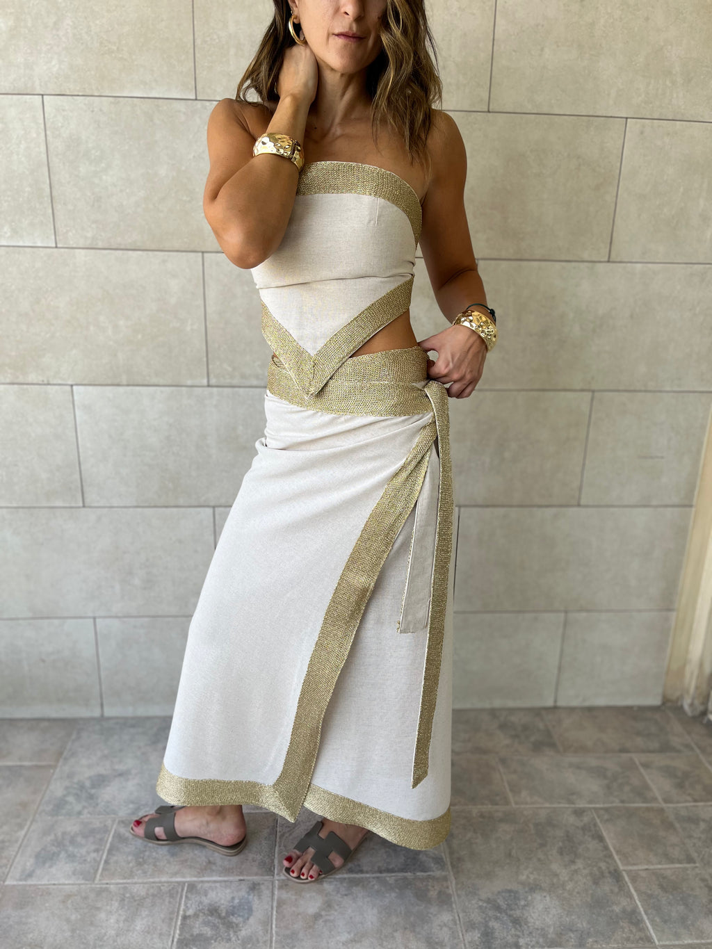 Golden Edge Wrap Skirt