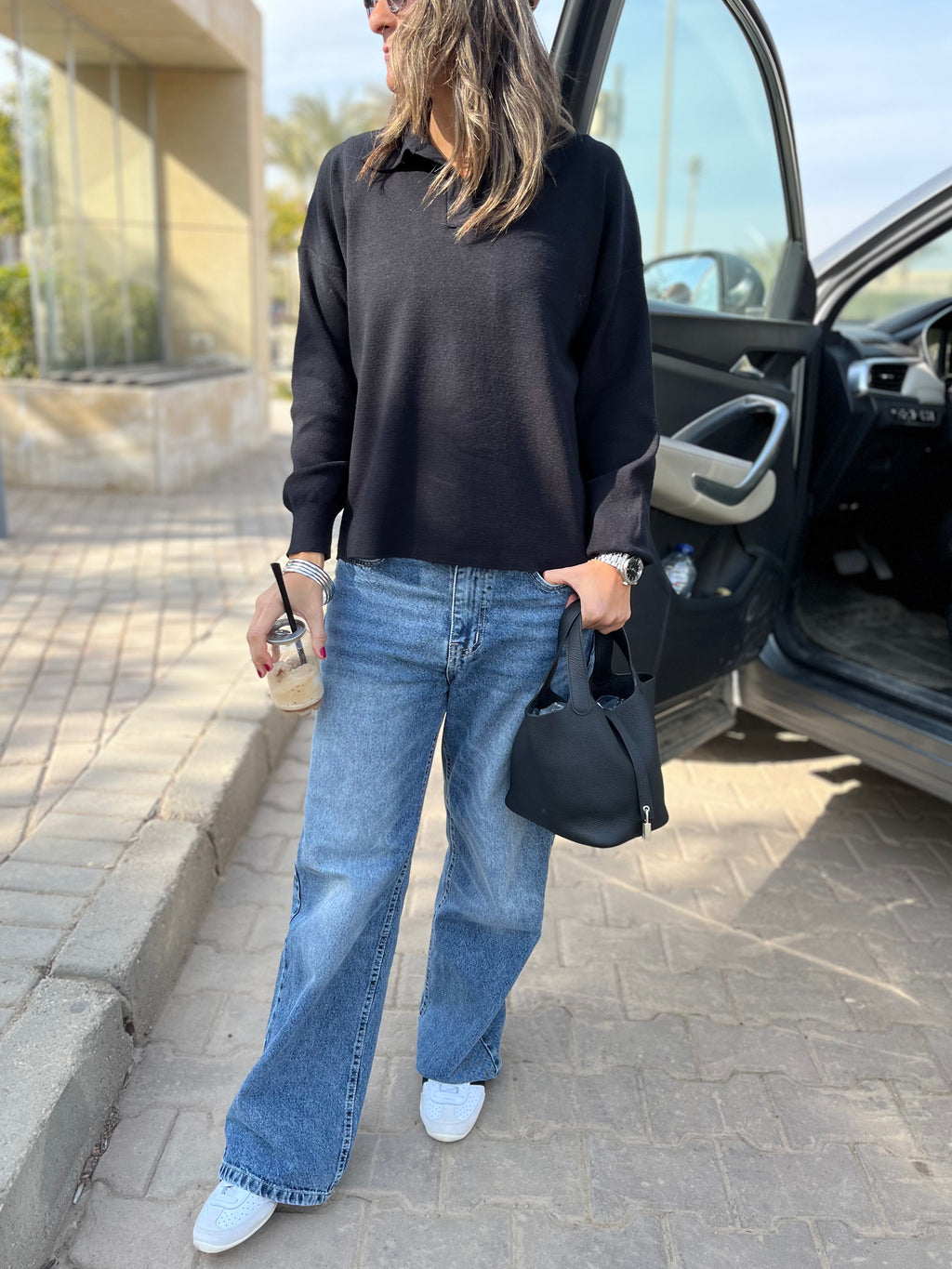 Black Collard Long Sleeve Pullover