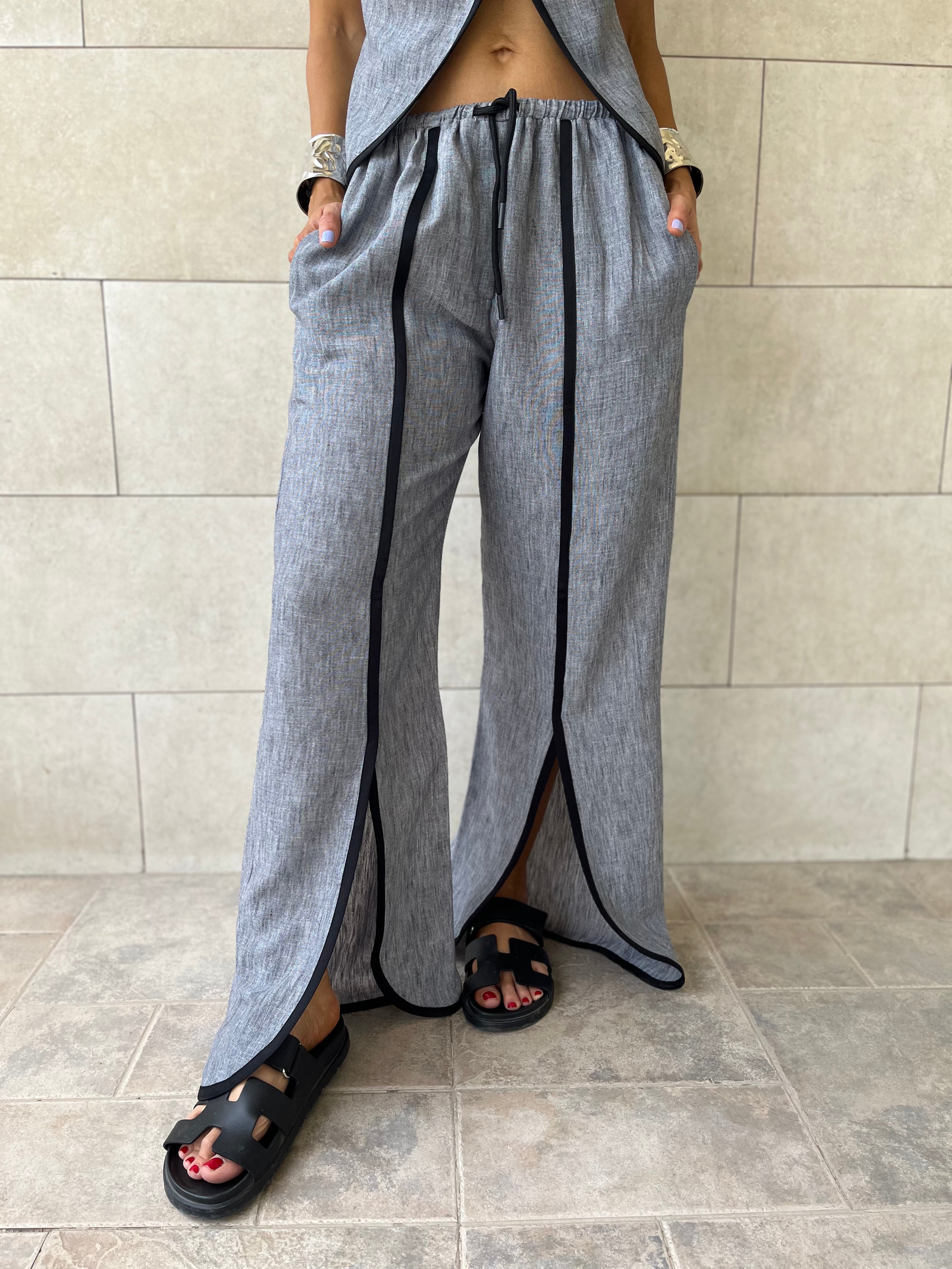 Grey Middle Line Pants