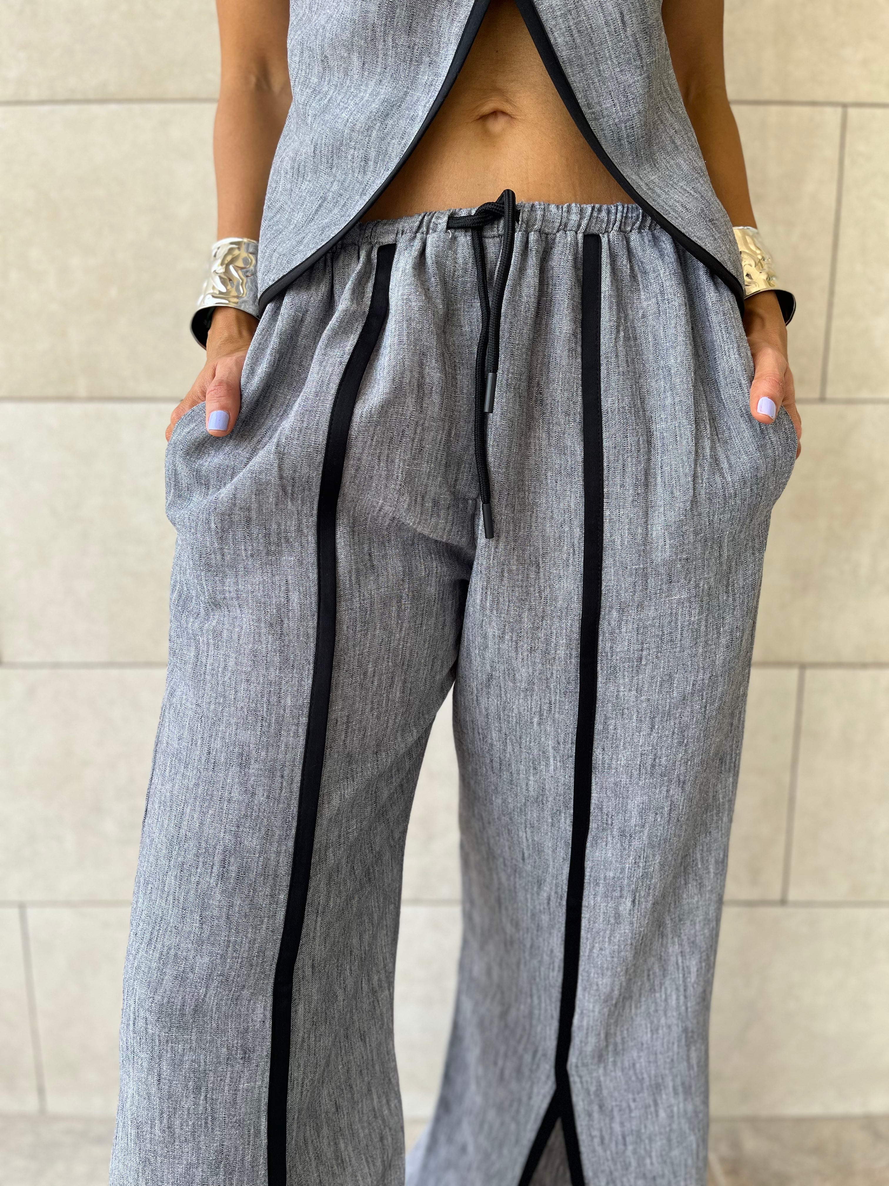 Grey Middle Line Pants