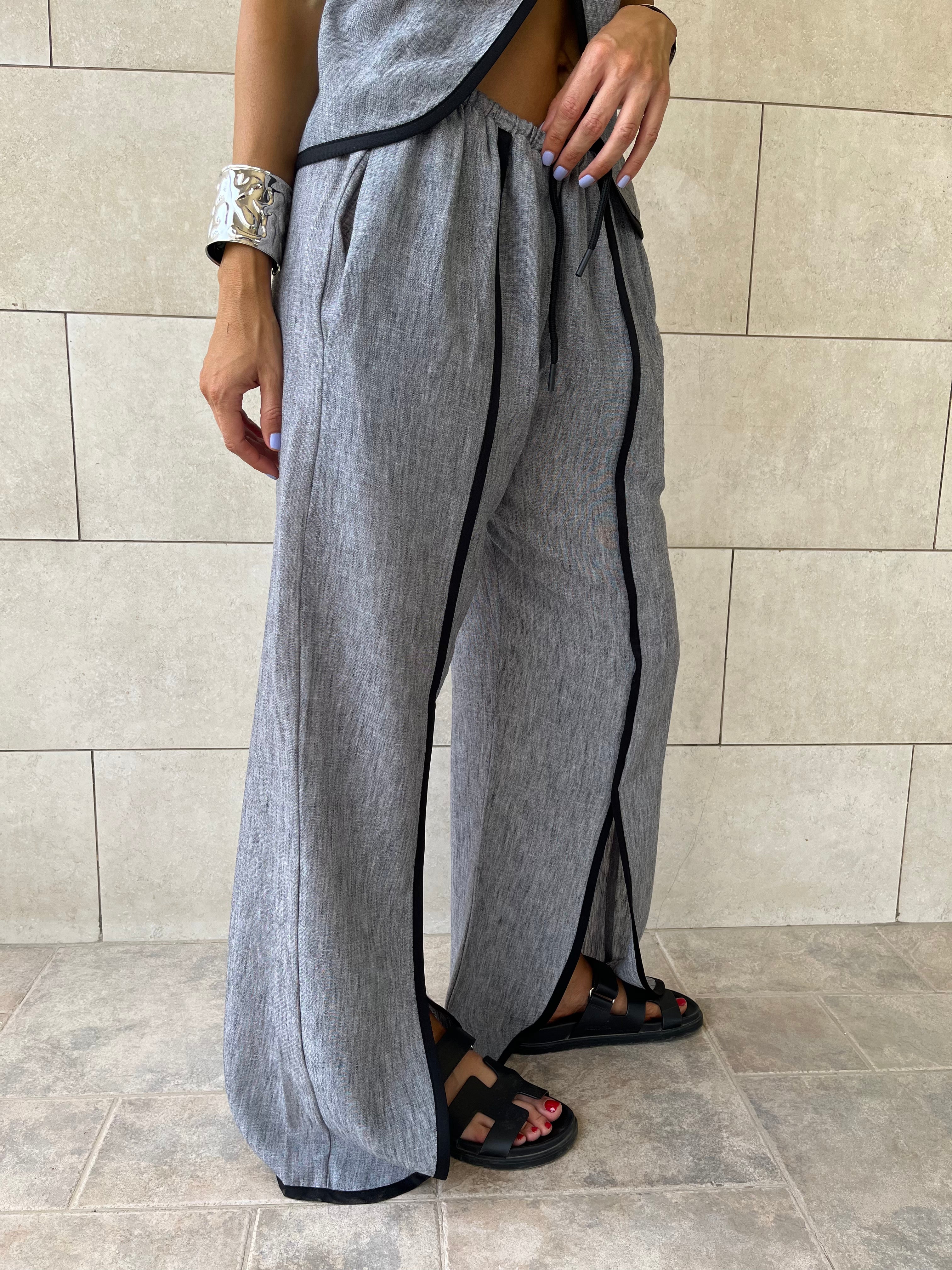 Grey Middle Line Pants