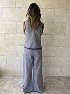 Grey Middle Line Pants
