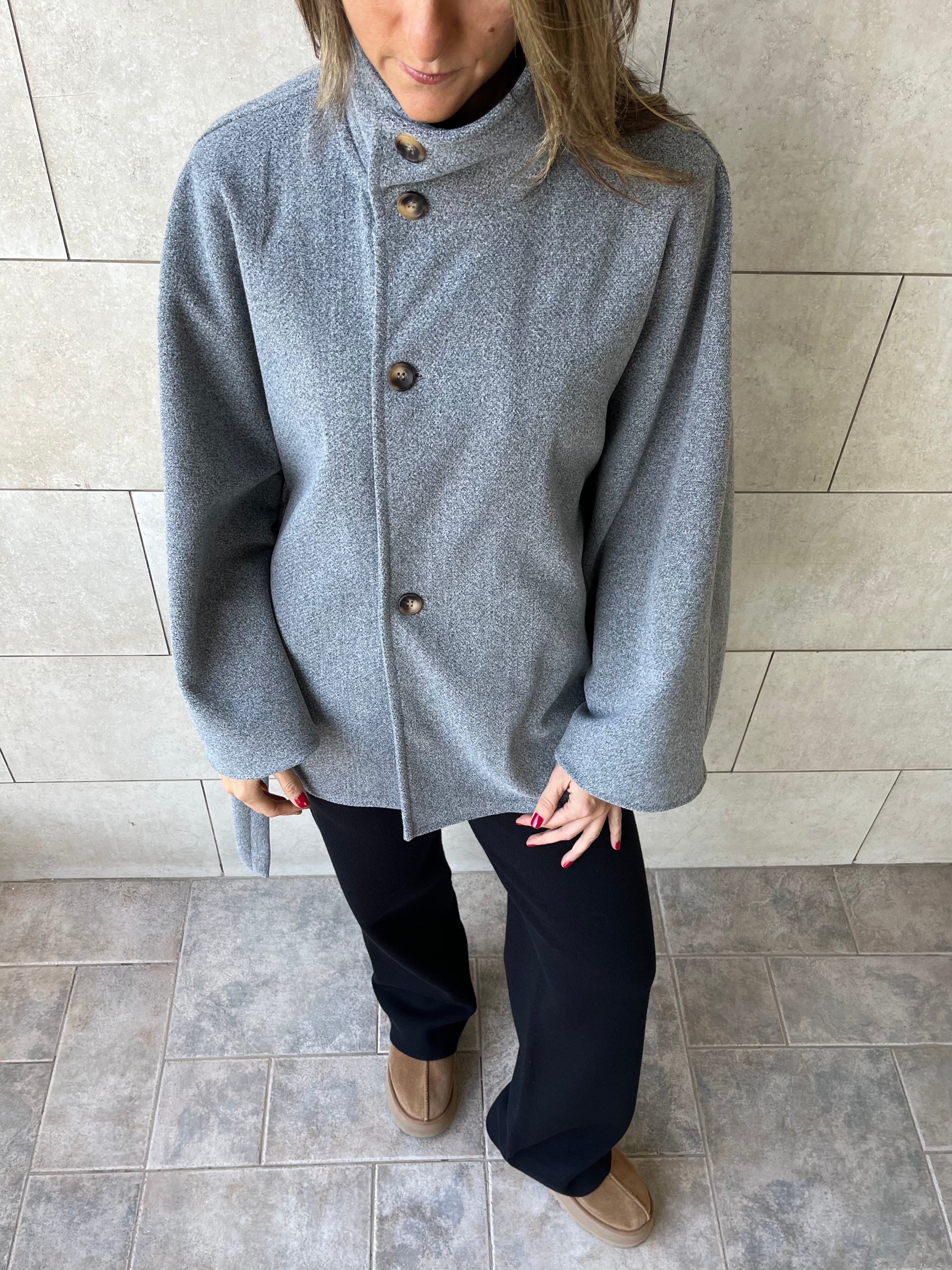 Grey Funnel Neck Cape
