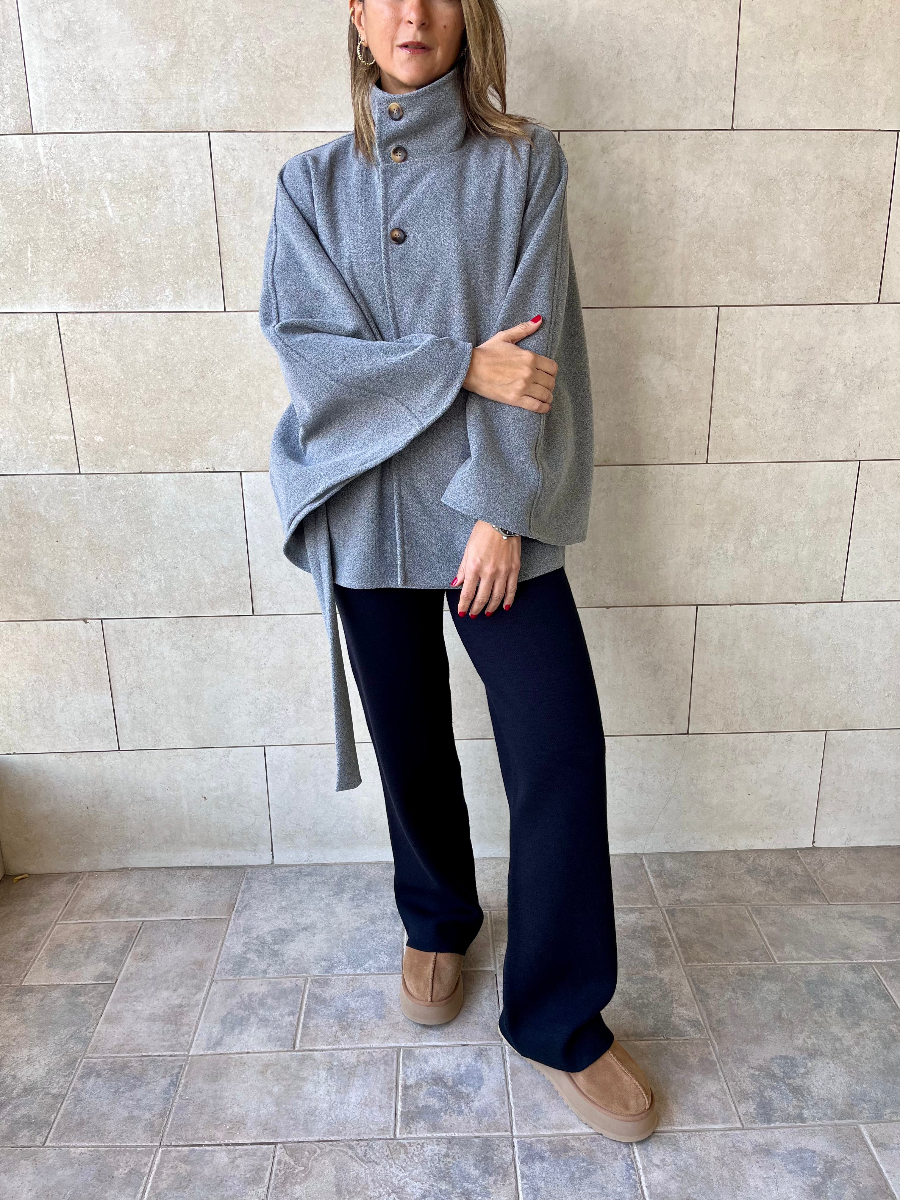 Grey Funnel Neck Cape