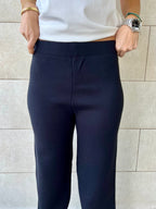 Black Structure Straight Knit Pants