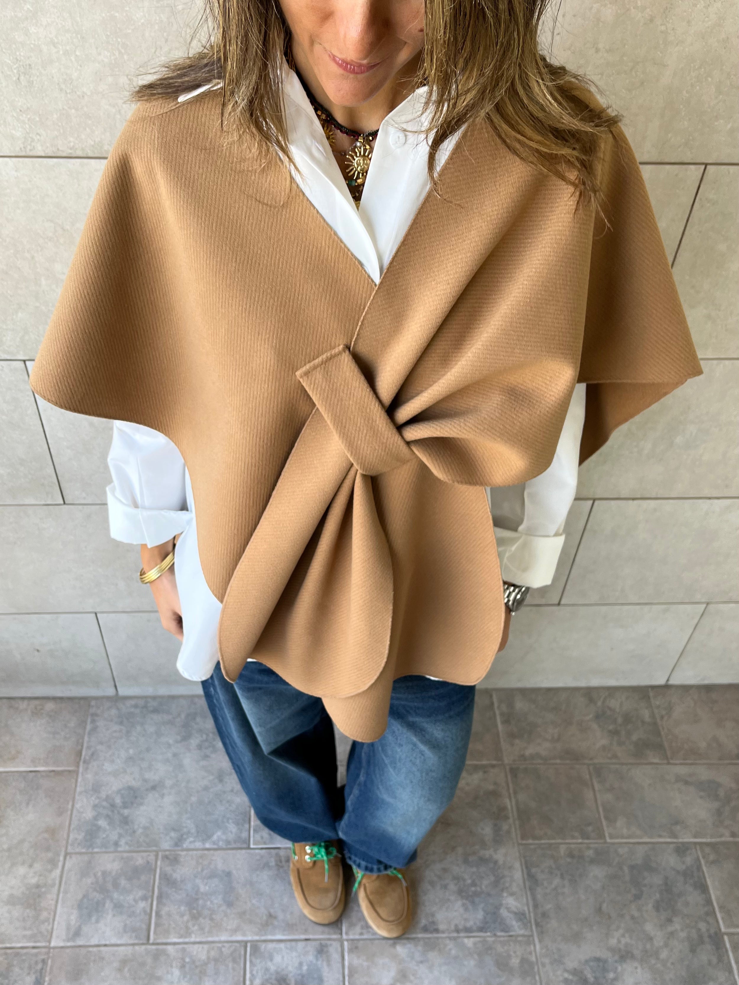 Camel Relaxed Cape Poncho