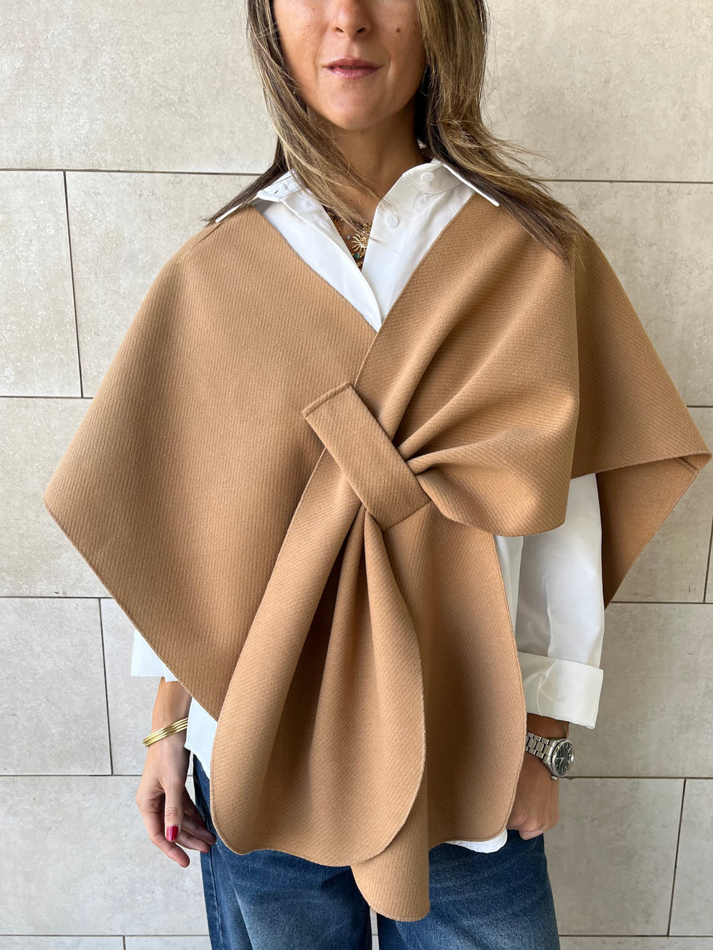 Camel Relaxed Cape Poncho