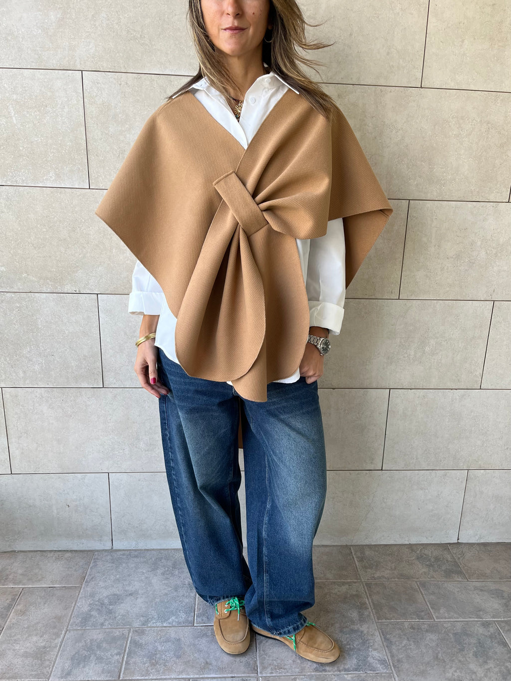 Camel Relaxed Cape Poncho