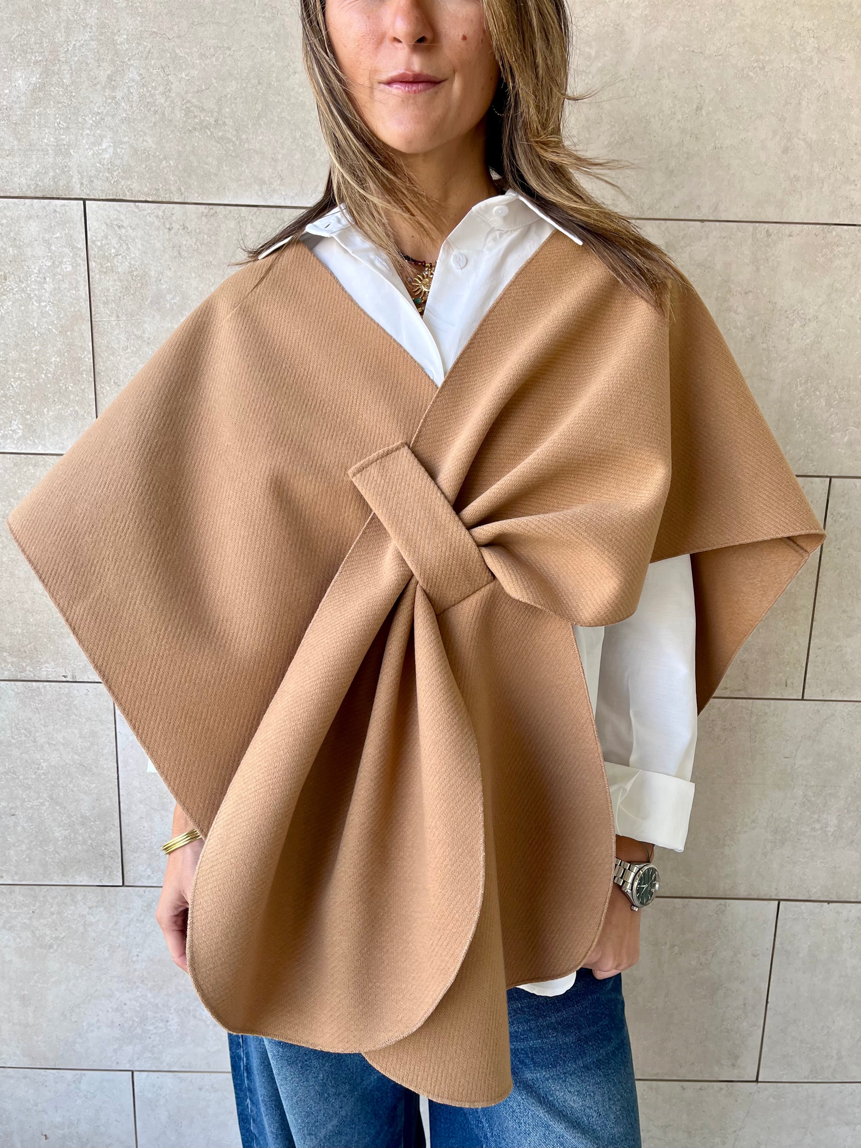 Camel Relaxed Cape Poncho