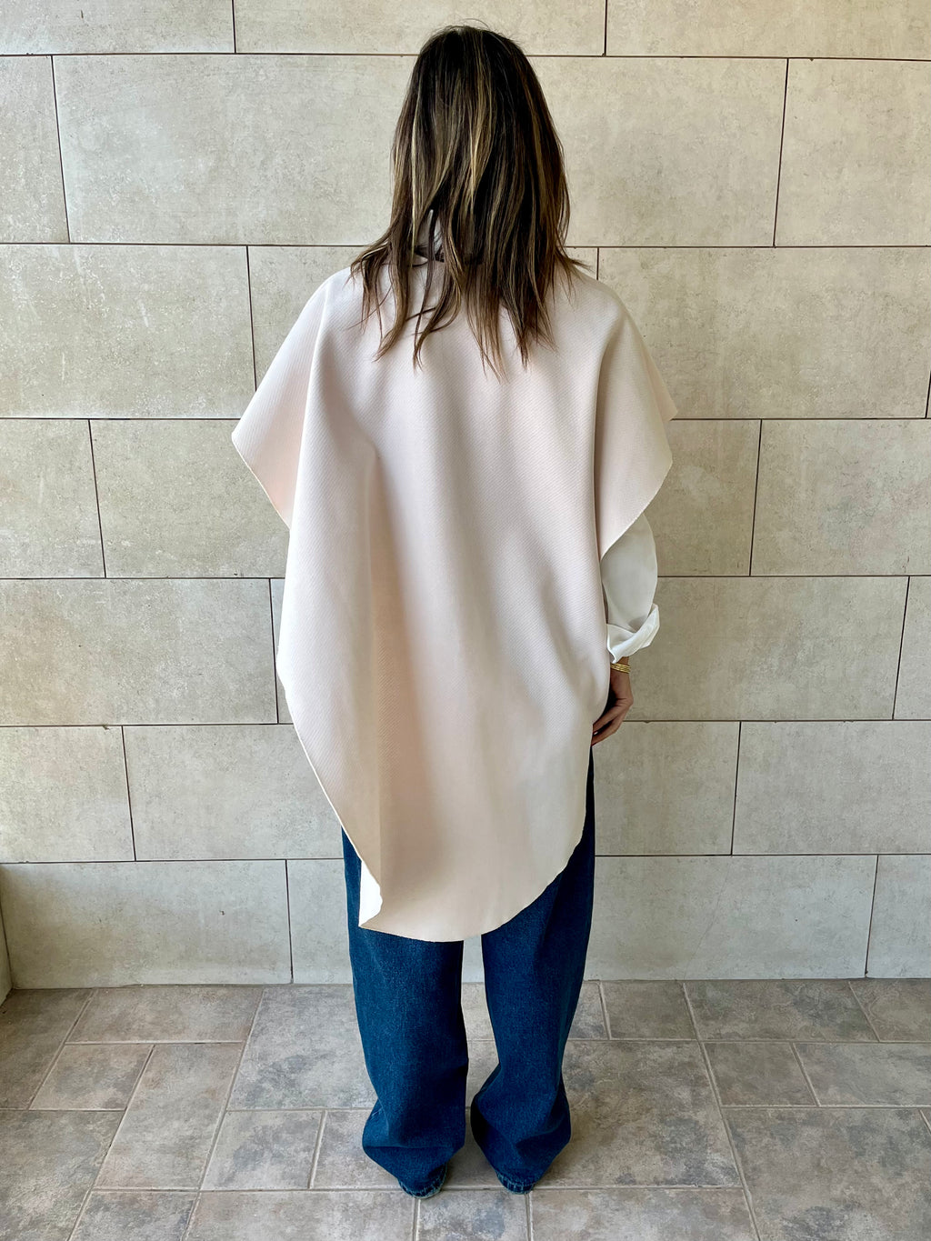 Beige Relaxed Cape Poncho