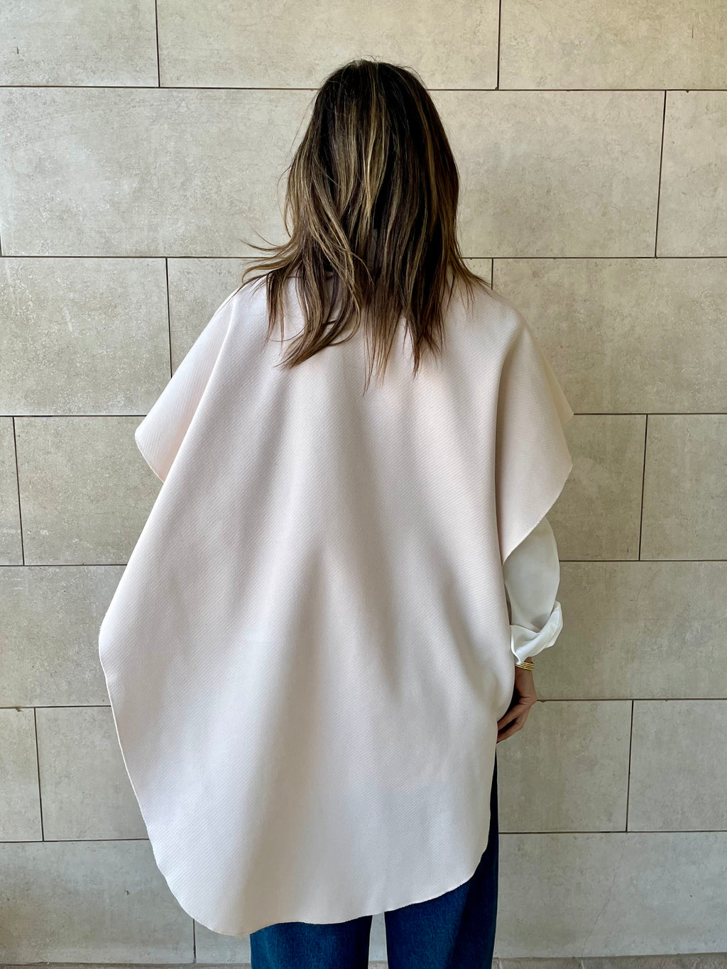 Beige Relaxed Cape Poncho