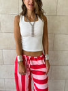 Red & Pink Striped Colored Pants