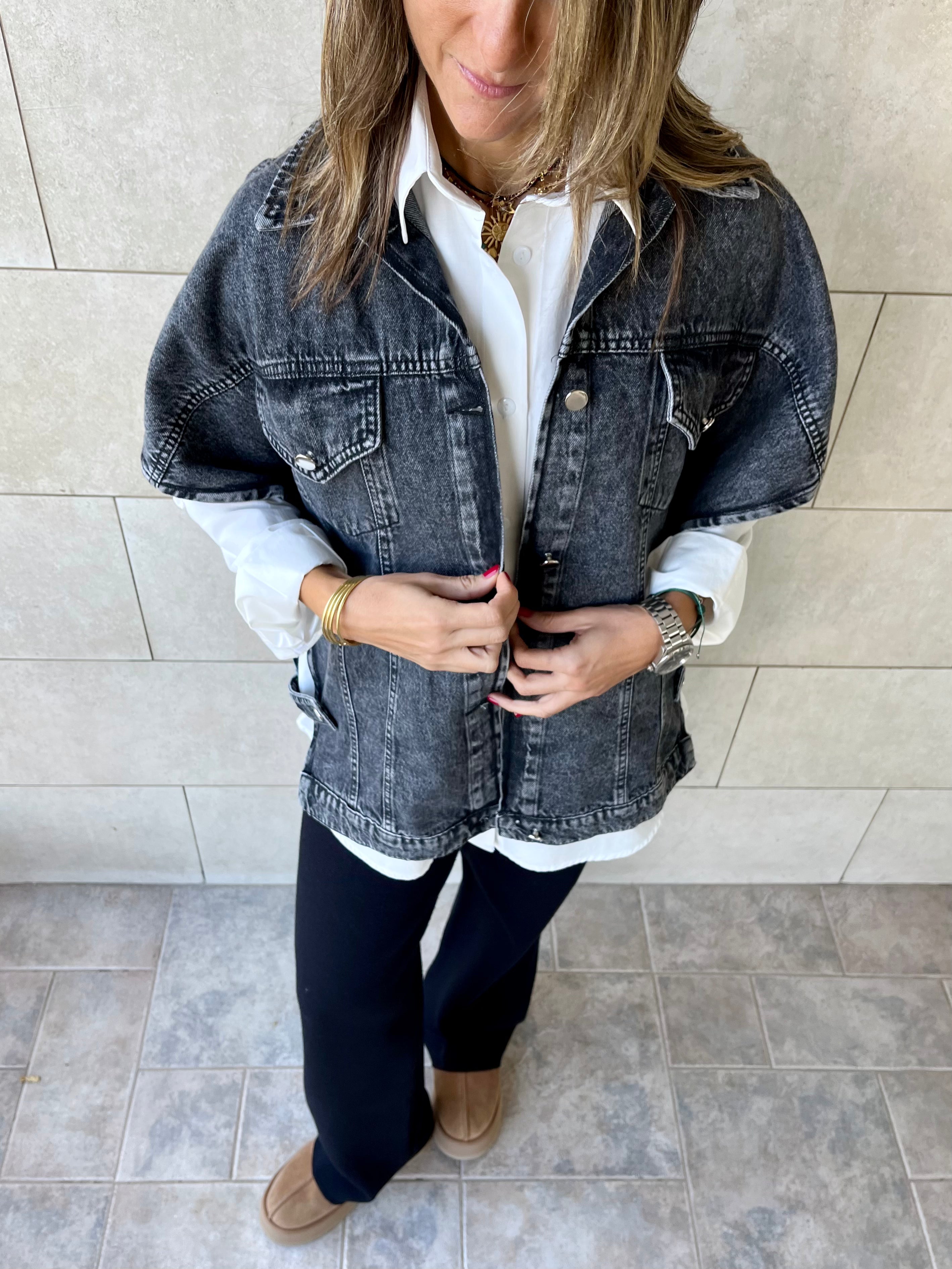 Grey Frillu Icon Denim Vest