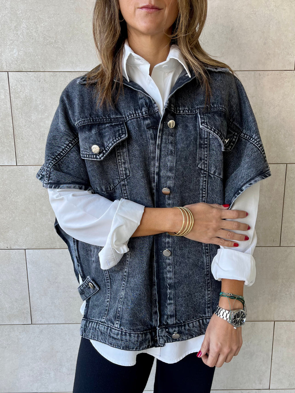 Grey Frillu Icon Denim Vest