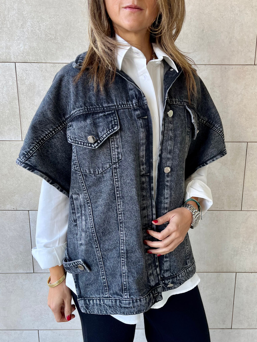 Grey Frillu Icon Denim Vest