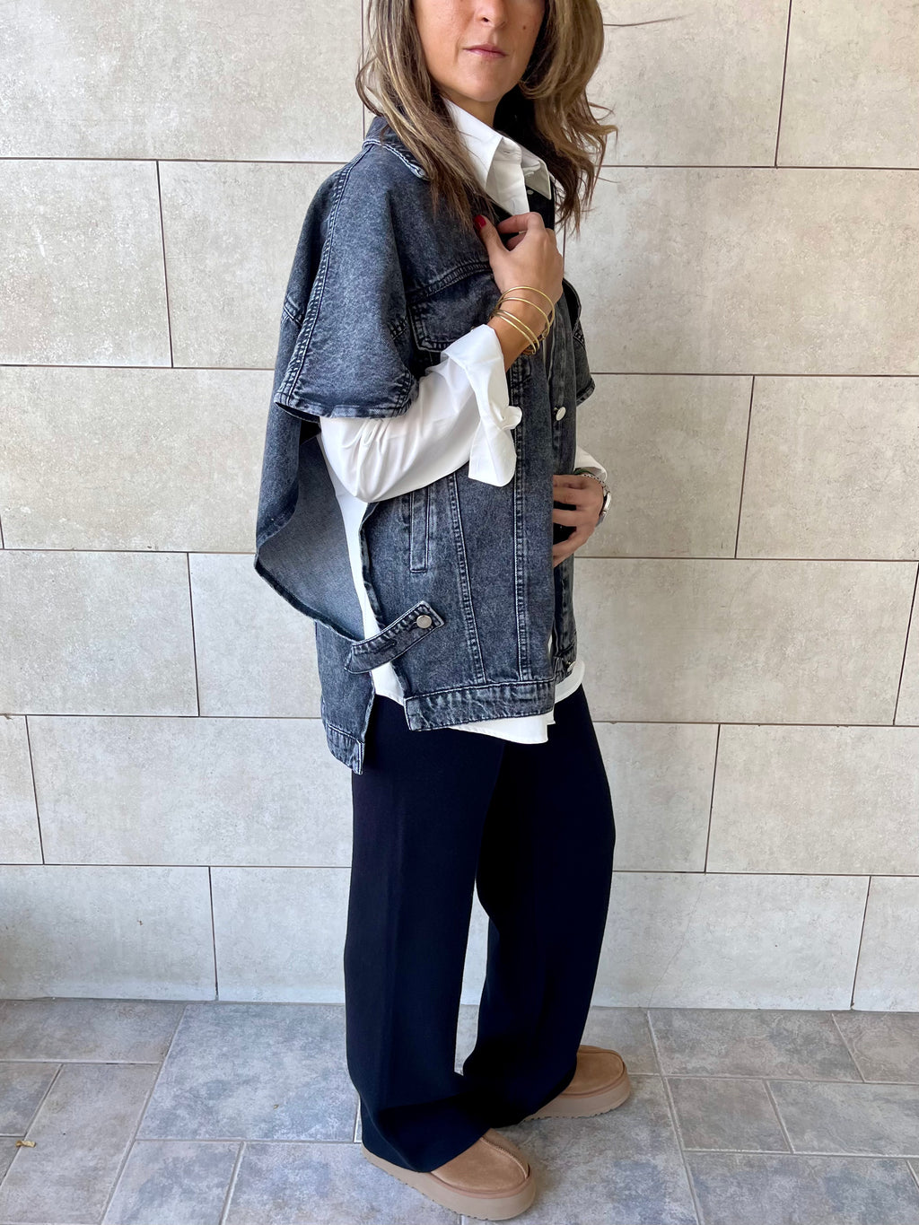 Grey Frillu Icon Denim Vest