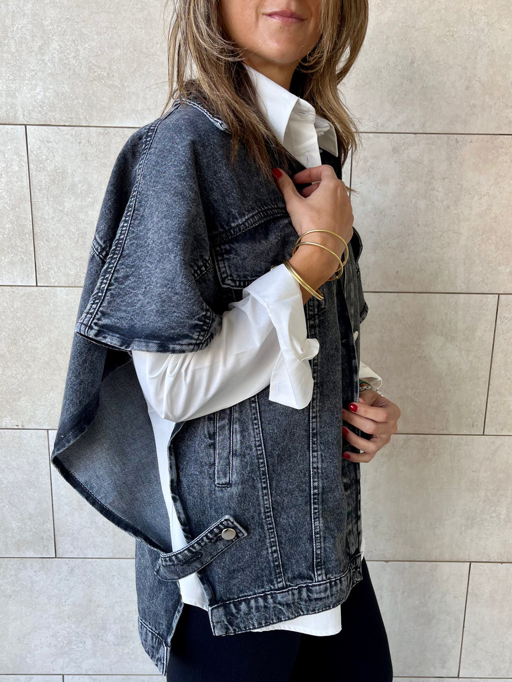 Grey Frillu Icon Denim Vest