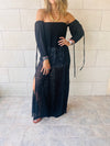 Black Glowing And Flowing Off Shoulder Coverup