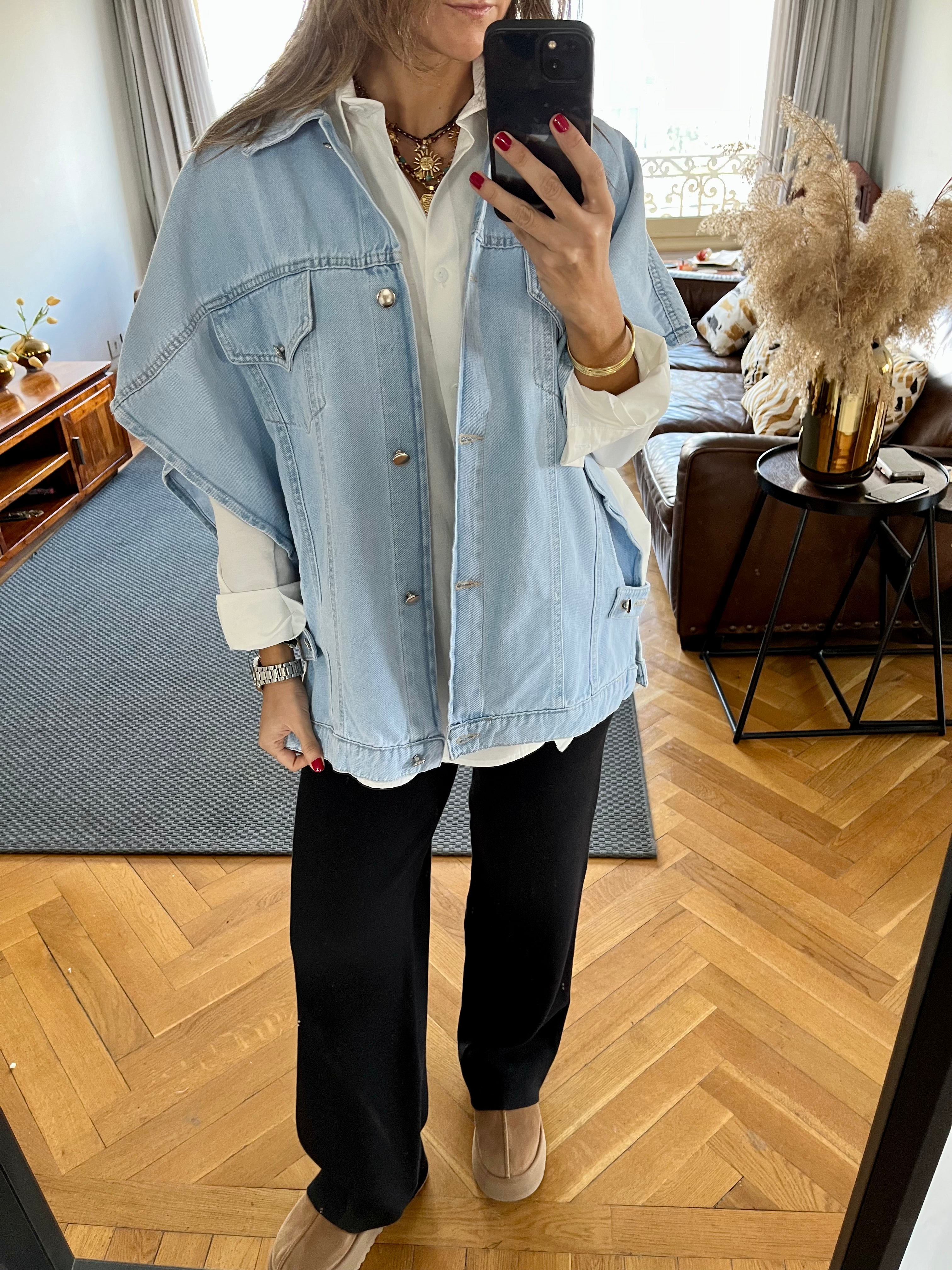 Light Blue Frillu Icon Denim Vest