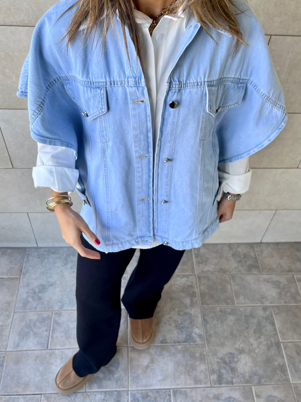 Light Blue Frillu Icon Denim Vest