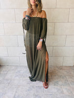 Olive Glowing And Flowing Off Shoulder Coverup