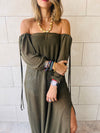 Olive Glowing And Flowing Off Shoulder Coverup