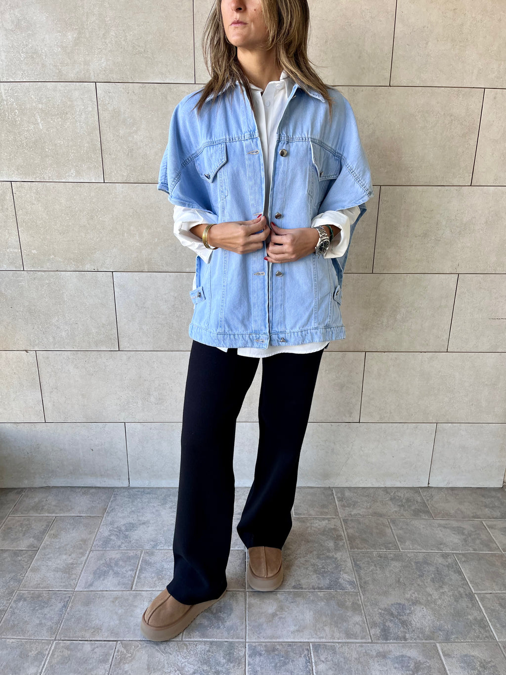 Light Blue Frillu Icon Denim Vest