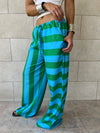Green & Blue Striped Colored Pants