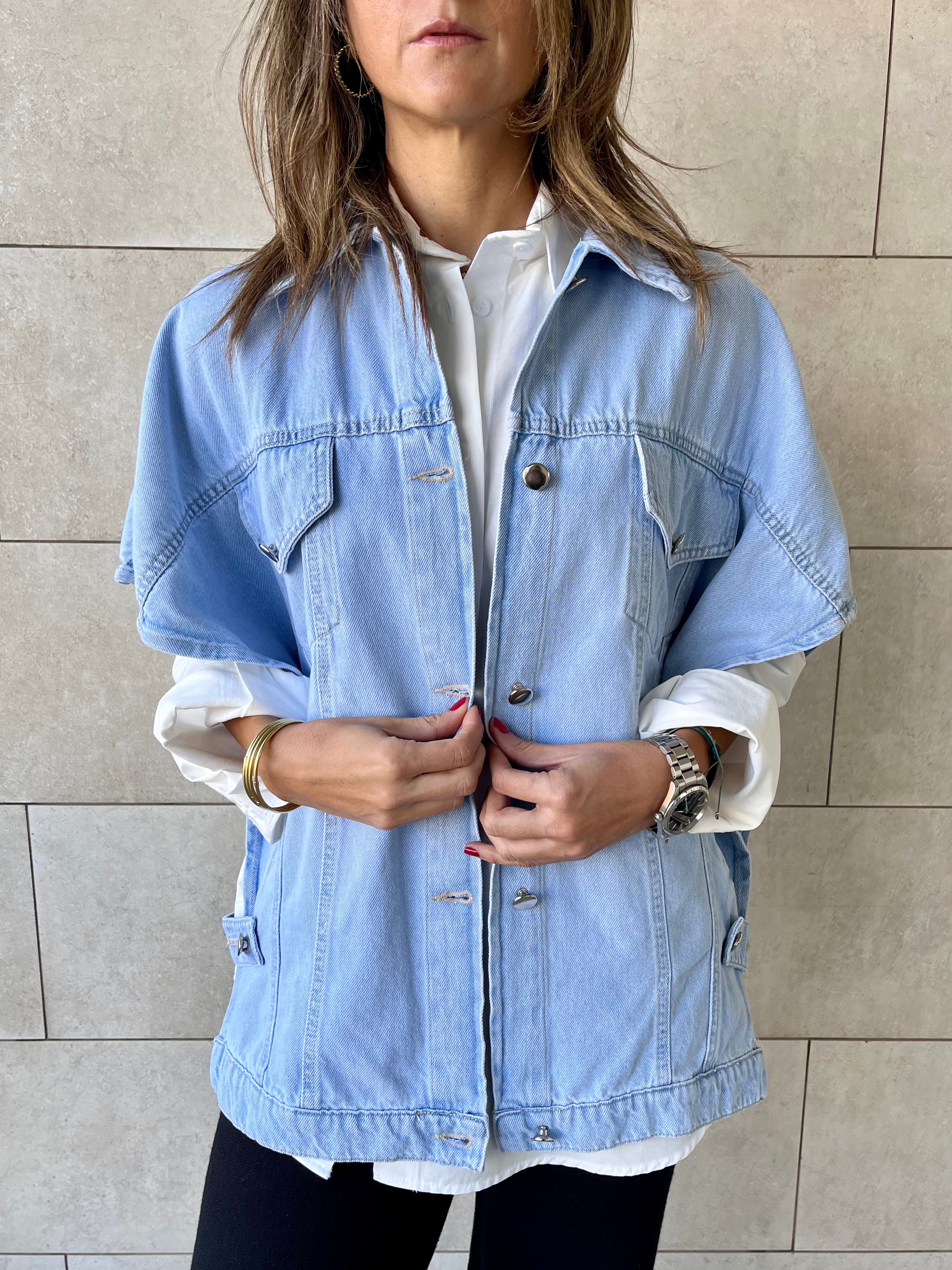 Light Blue Frillu Icon Denim Vest