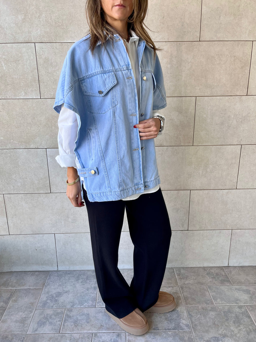 Light Blue Frillu Icon Denim Vest