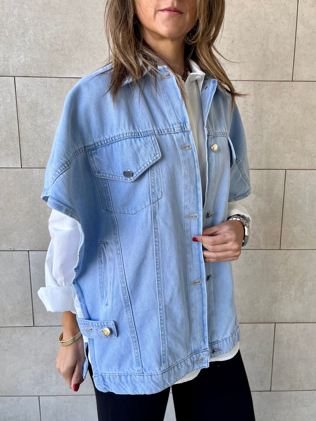 Light Blue Frillu Icon Denim Vest