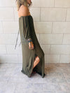 Olive Glowing And Flowing Off Shoulder Coverup