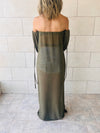 Olive Glowing And Flowing Off Shoulder Coverup