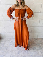 Rust Glowing And Flowing Off Shoulder Coverup