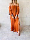 Rust Glowing And Flowing Off Shoulder Coverup