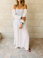 White Glowing And Flowing Off Shoulder Coverup