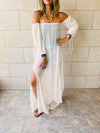 White Glowing And Flowing Off Shoulder Coverup