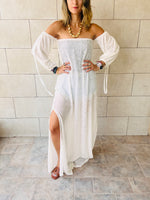 White Glowing And Flowing Off Shoulder Coverup