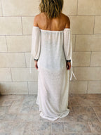 White Glowing And Flowing Off Shoulder Coverup
