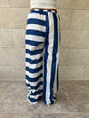 Navy & White Striped Colored Pants