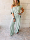 Mint Off Shoulder Longline Jumpsuit