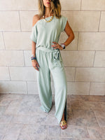 Mint Off Shoulder Longline Jumpsuit