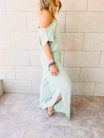 Mint Off Shoulder Longline Jumpsuit