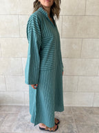 Olive Striped Easy Dress