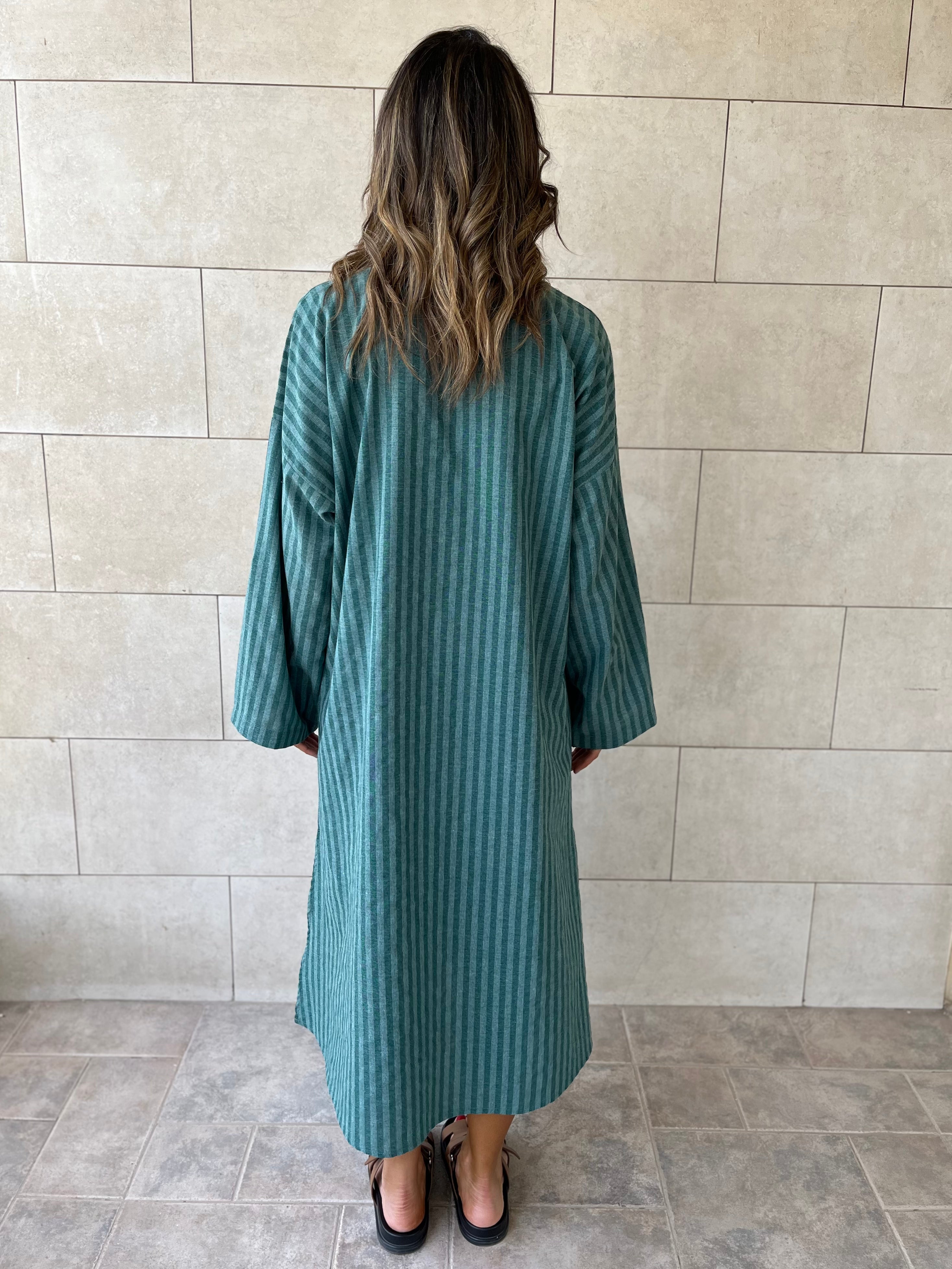Olive Striped Easy Dress