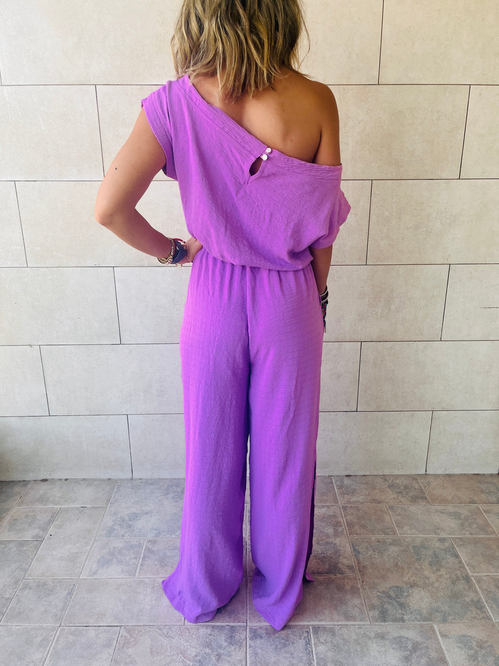 Lilac Off Shoulder Longline Jumpsuit