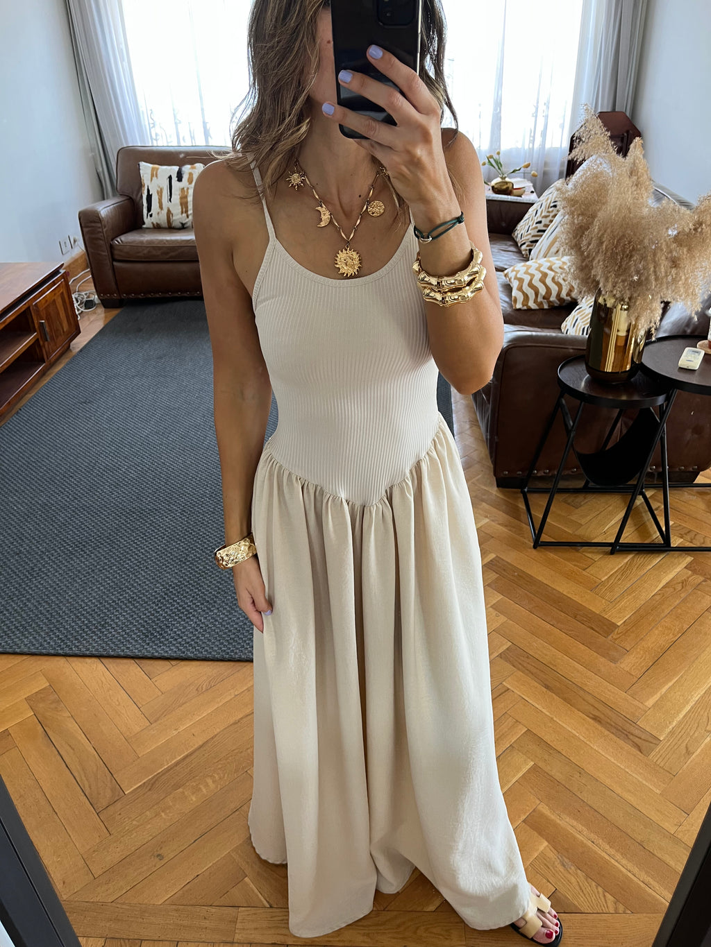 Beige Serene Grace Dress